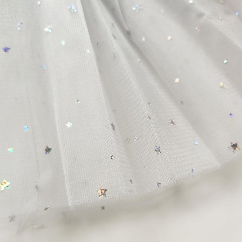 WINROLA Little Girls Stars Sequins Tutu Skirt Princess Ballet Dance Dress for 0-6 Y Sparkle Elastic 3 Layered Tulle Tutu Skirt - Image 3